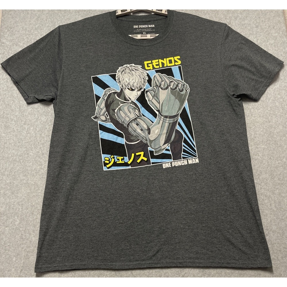 Genos One Punch Man Grey Short Sleeve Graphic Tee Size XL Anime TV Show Manga